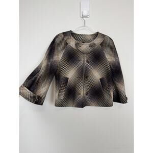 BCBGMAXAZRIA Jacket Plaid Wool Blend Cropped Coat Fall Academia S